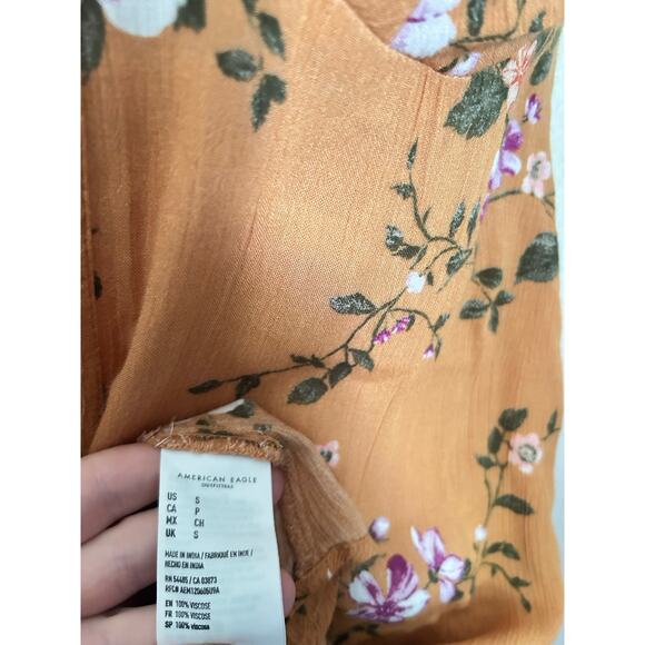 American Eagle Mustard Yellow Floral Dress Size Small - Picture 8 of 8